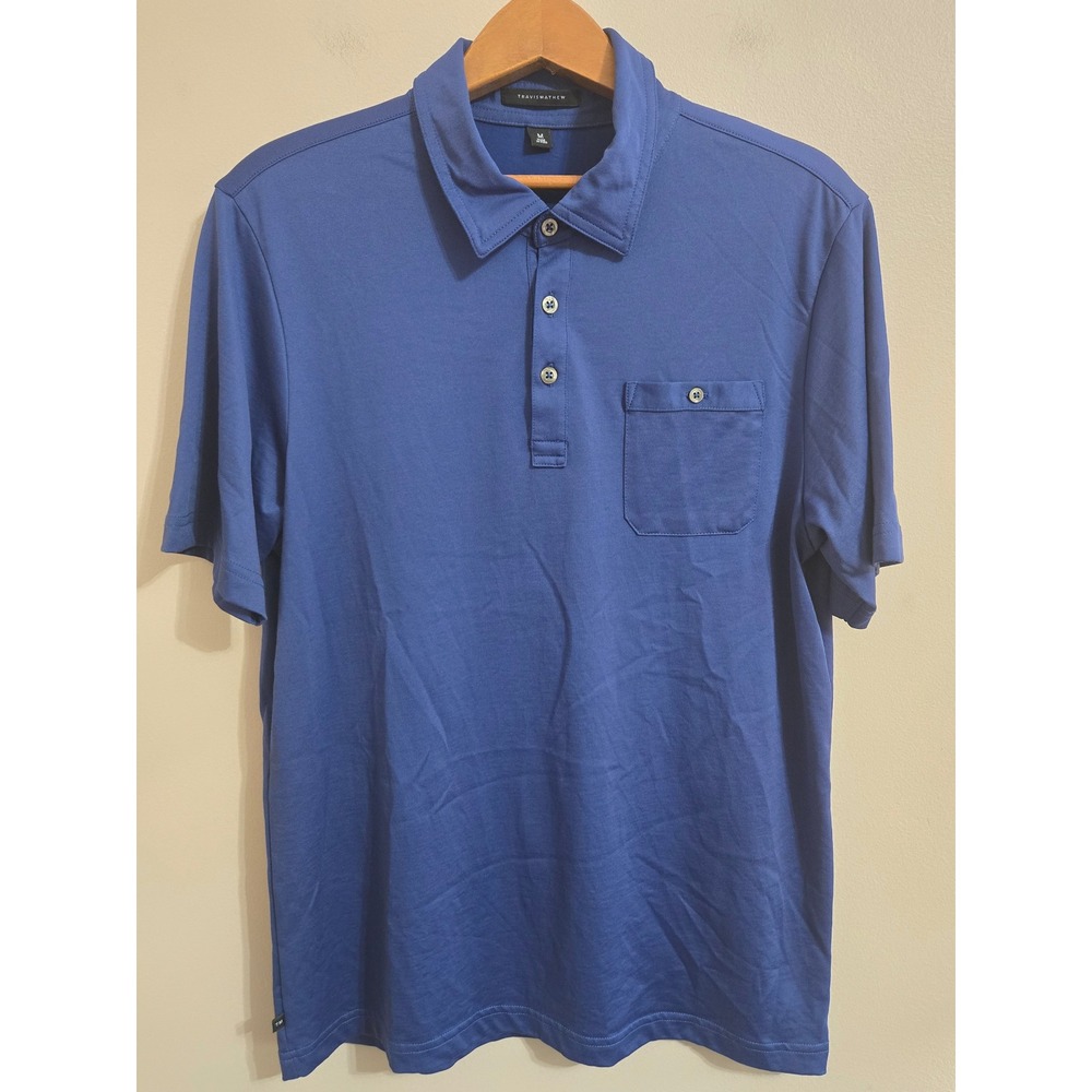 TravisMathew Mens Blue Short Sleeve Pocket Polo Shirt Size M Golf Casual
